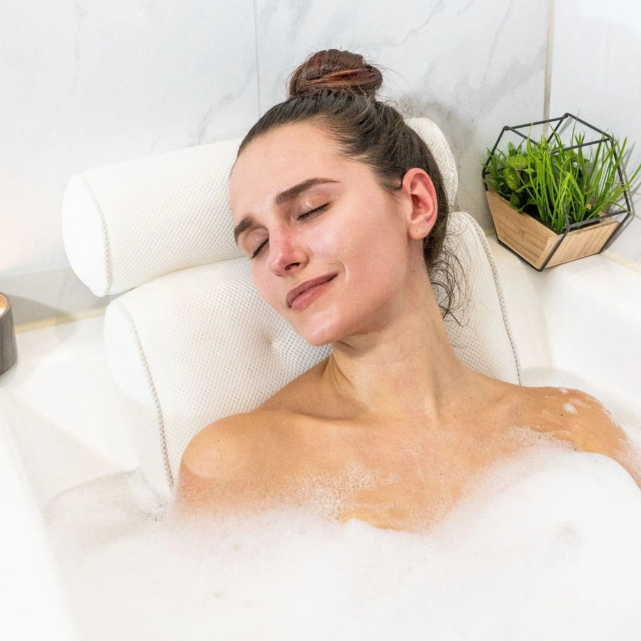 Spa bath pillow in bathtub