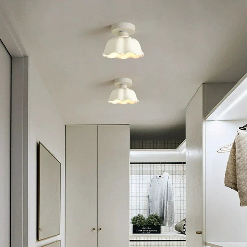 Semi-flush ceiling light in Ivory White