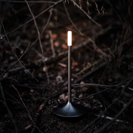 Black candlestick lamp detail