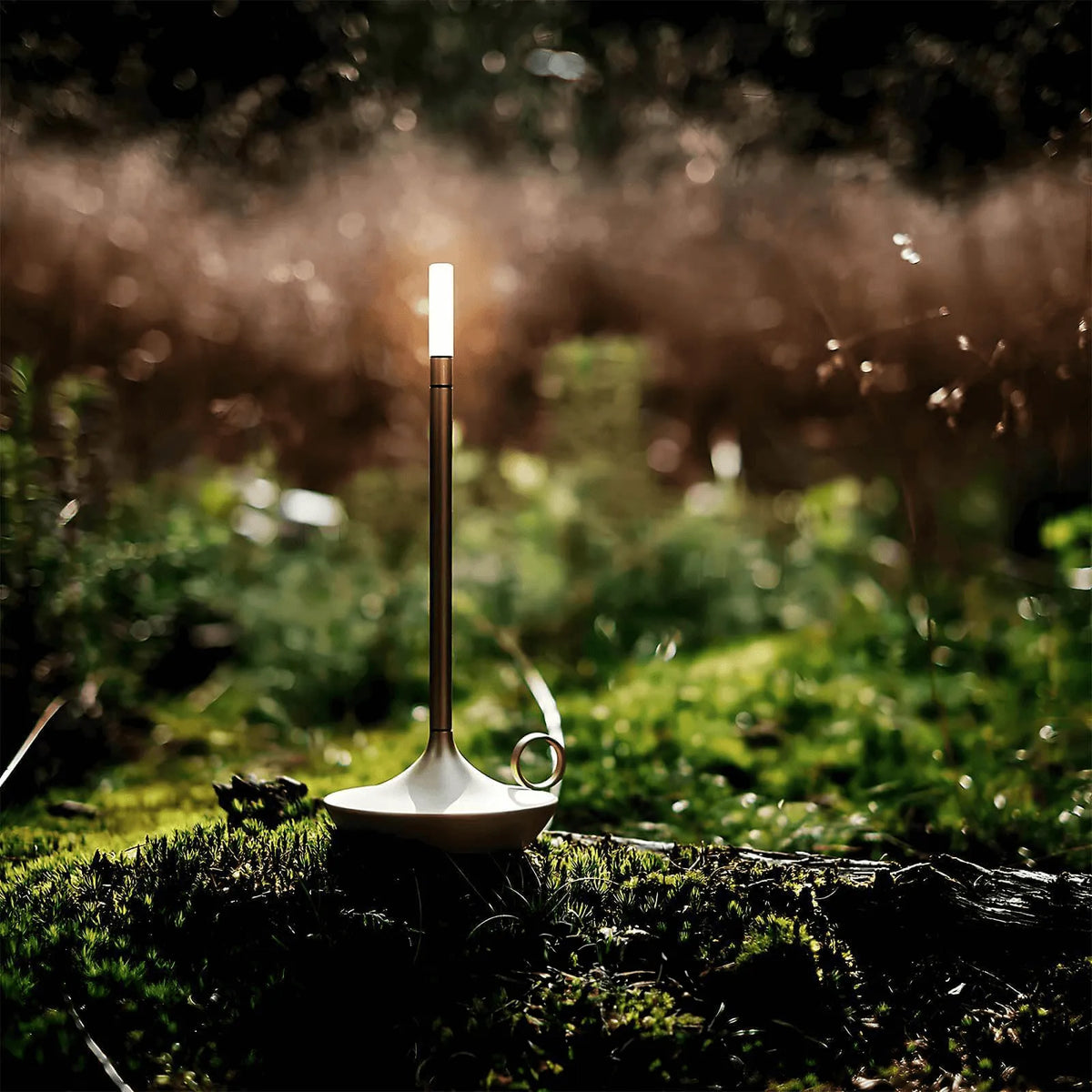 Gold candlestick lamp close-up