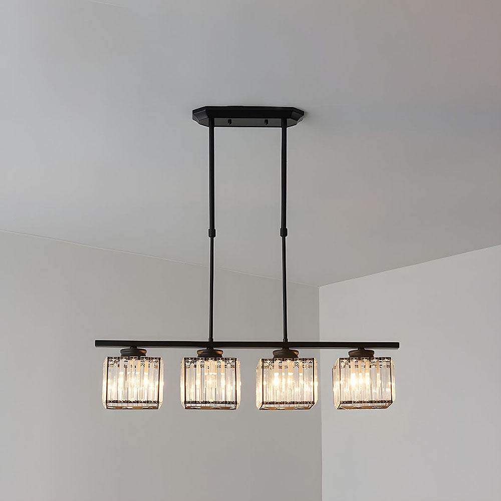 Black 4-light glass cluster pendant, square plate