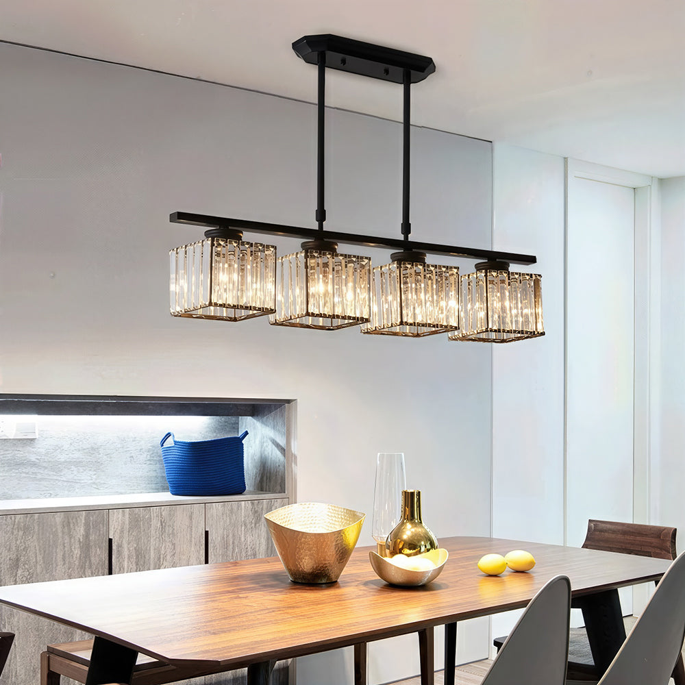 Glass cluster pendant over a dining table