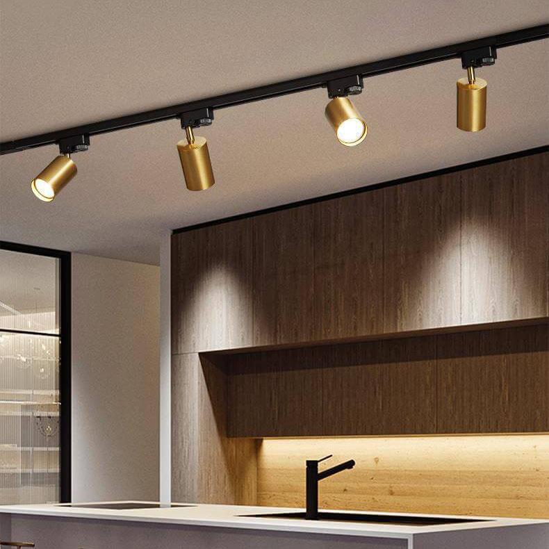 Gold track light with four spotlights