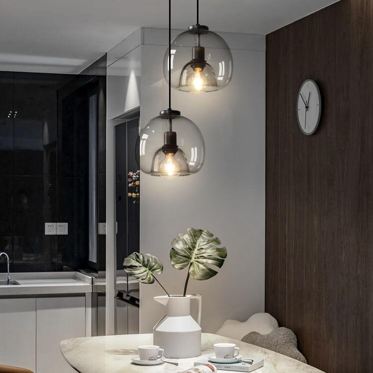 Smoke grey pendant with filament bulb