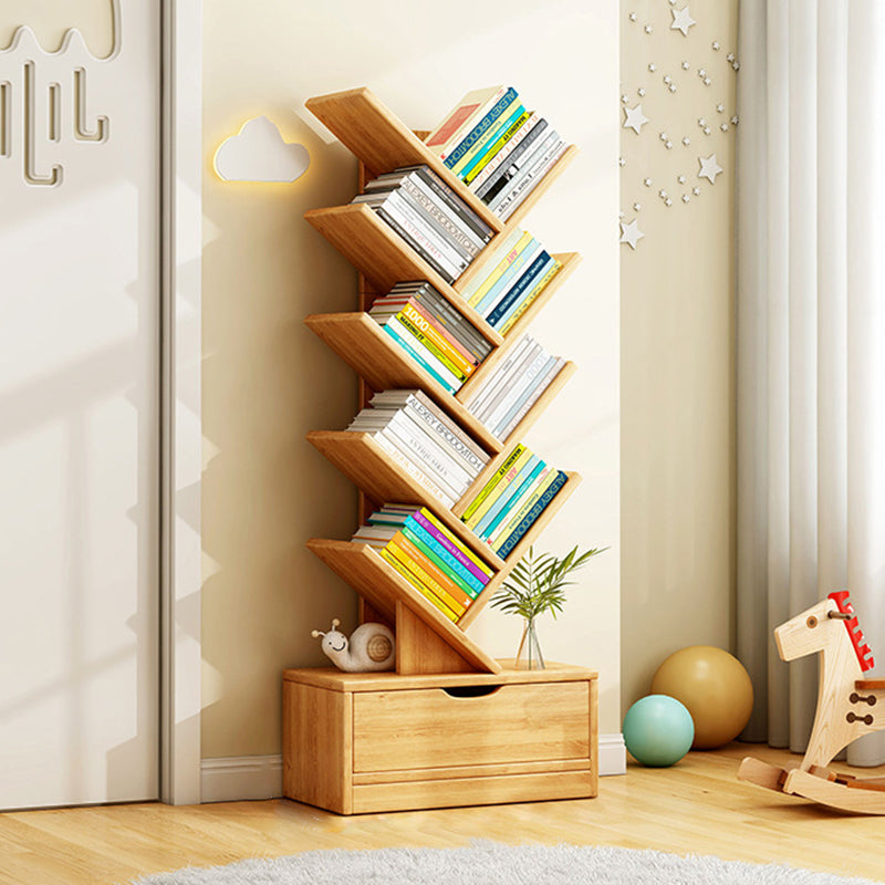 8-tier bookshelf, natural wood