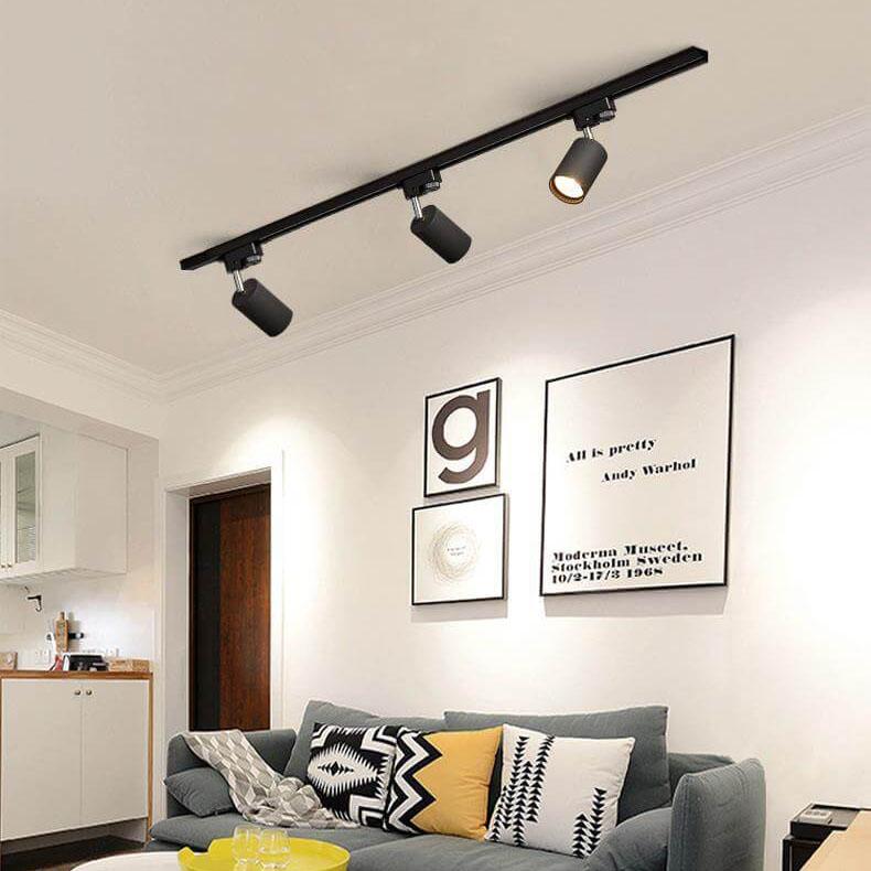 Black track light with three spotlights