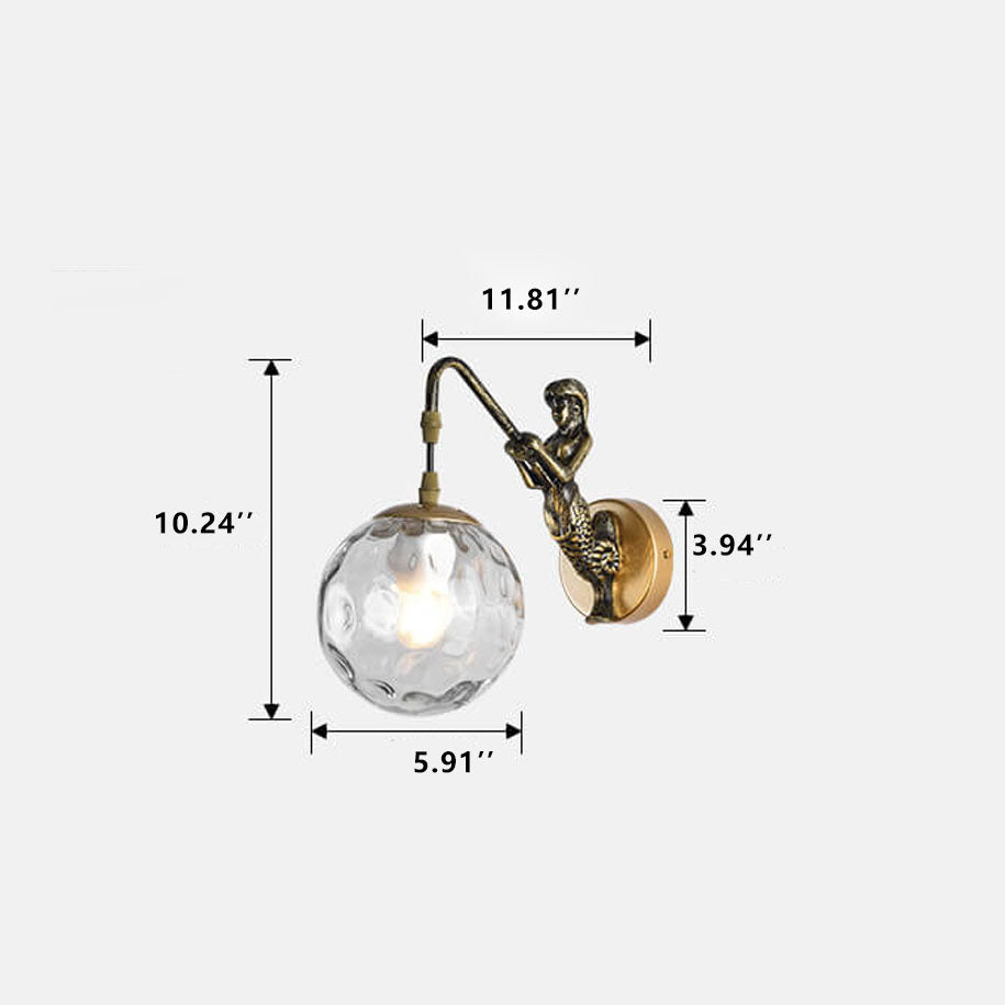 Mermaid wall light lit