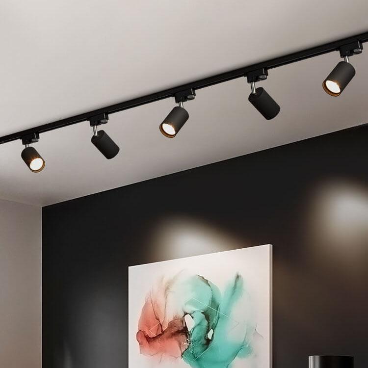 Black tubular track spotlight ceiling light