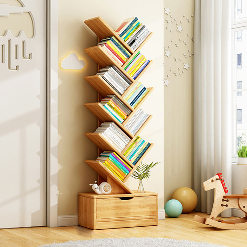 10-tier bookshelf, natural wood