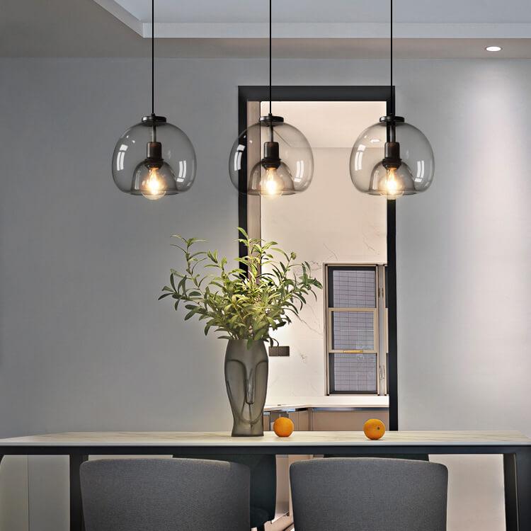 Smoke grey glass dome pendant light