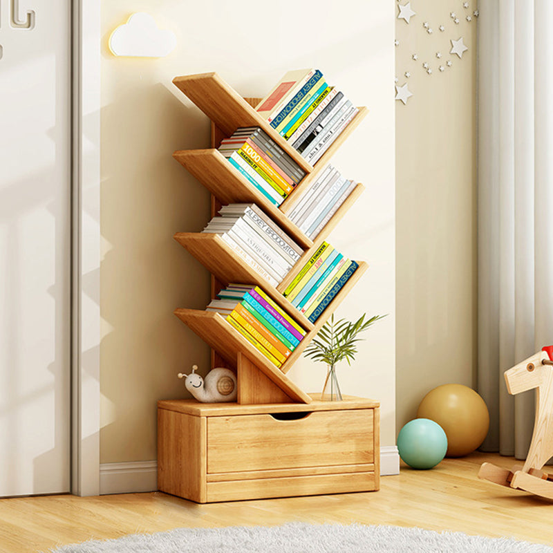 6-tier bookshelf, natural wood