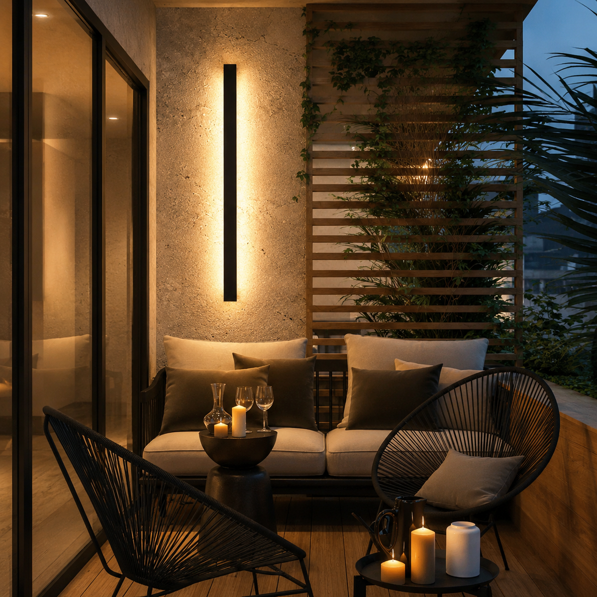 Linear LED wall light features