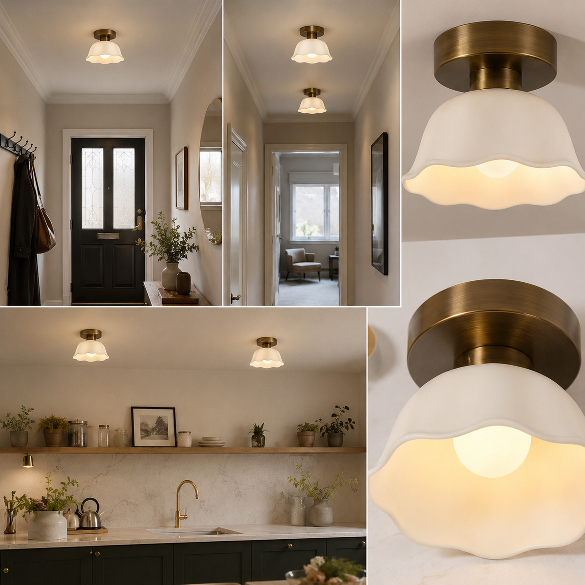 Vintage semi-flush ceiling light detail