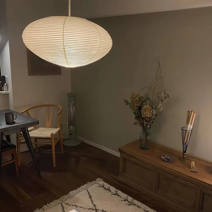 Paper lantern pendant in a bedroom