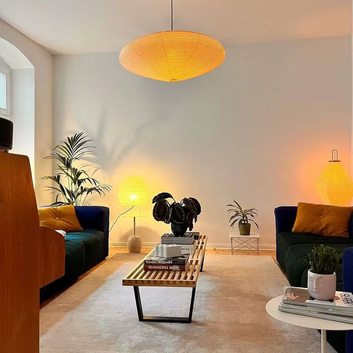 Paper lantern pendant light in a hallway