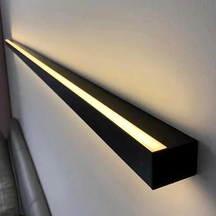 Linear wall light in a living room