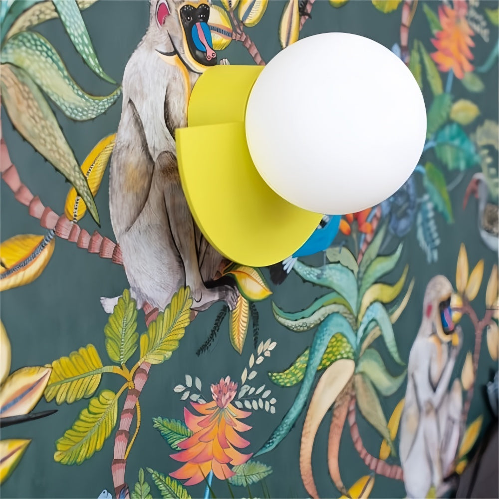 Nordic semicircle wall light in yellow