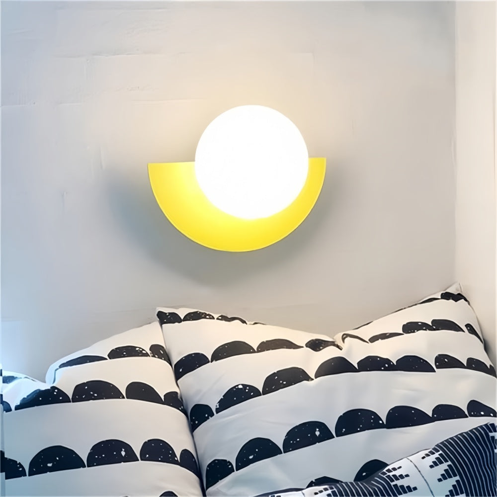 Semicircle wall light switched on