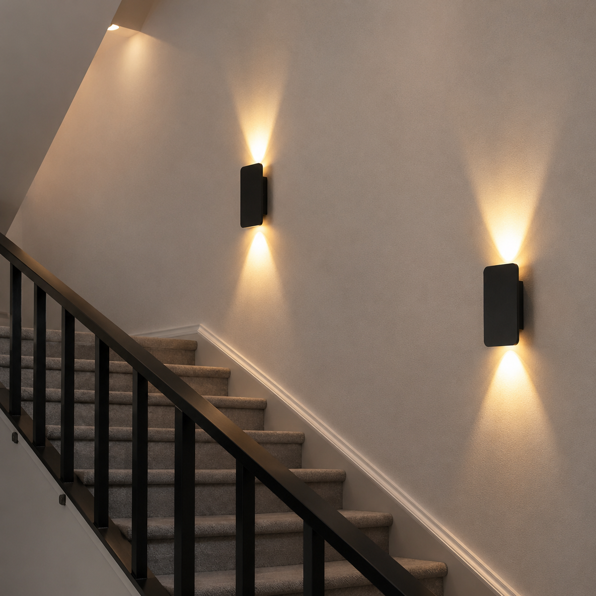 Rectangular LED wall light on a bedroom wall