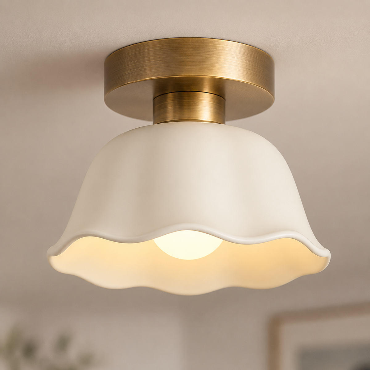 Vintage semi-flush ceiling light in a bedroom