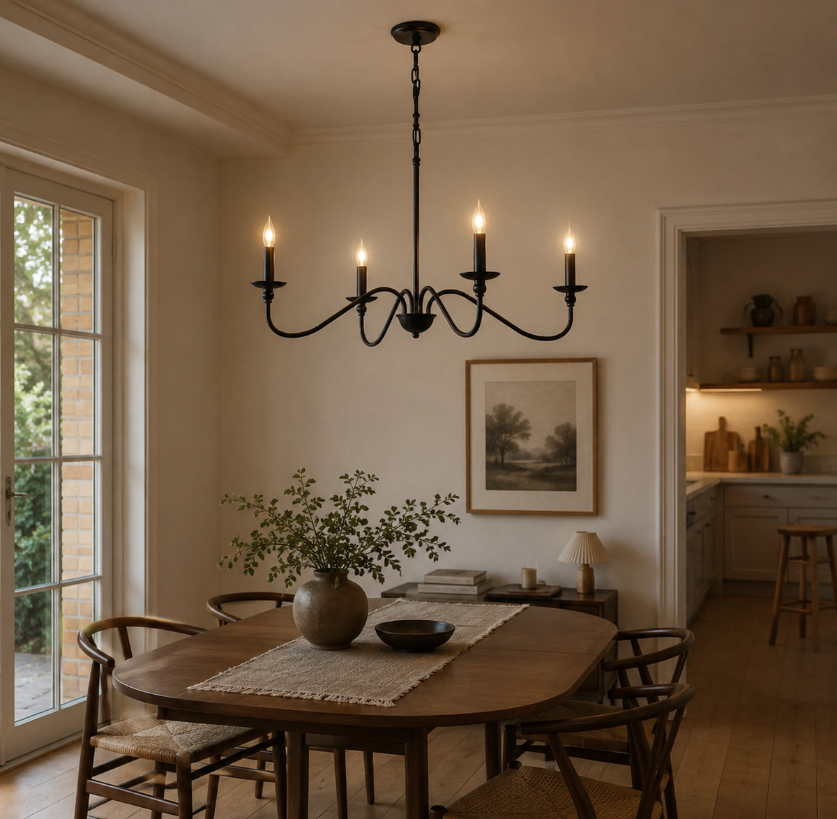 Black chandelier with 4 lights