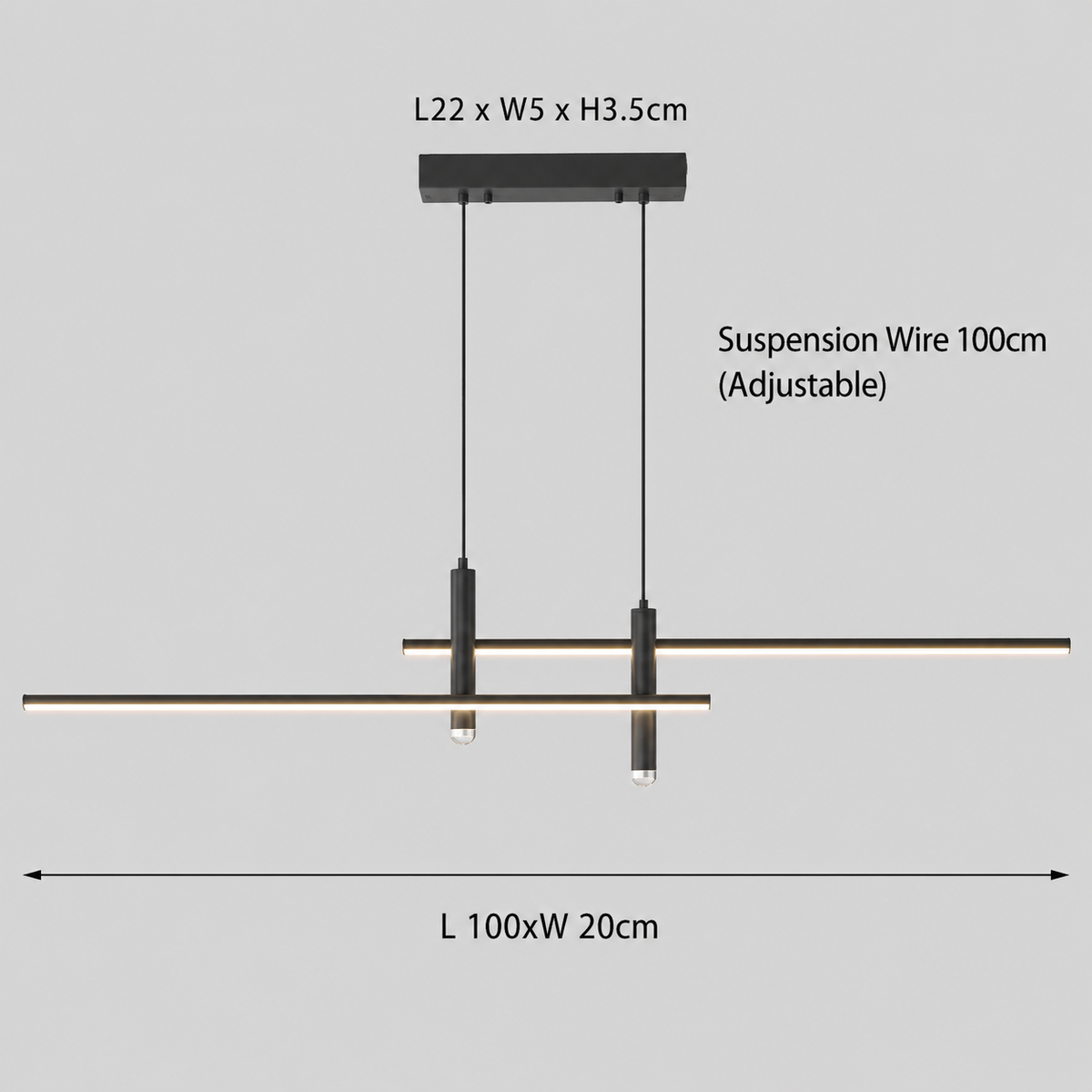 Linear LED pendant light details