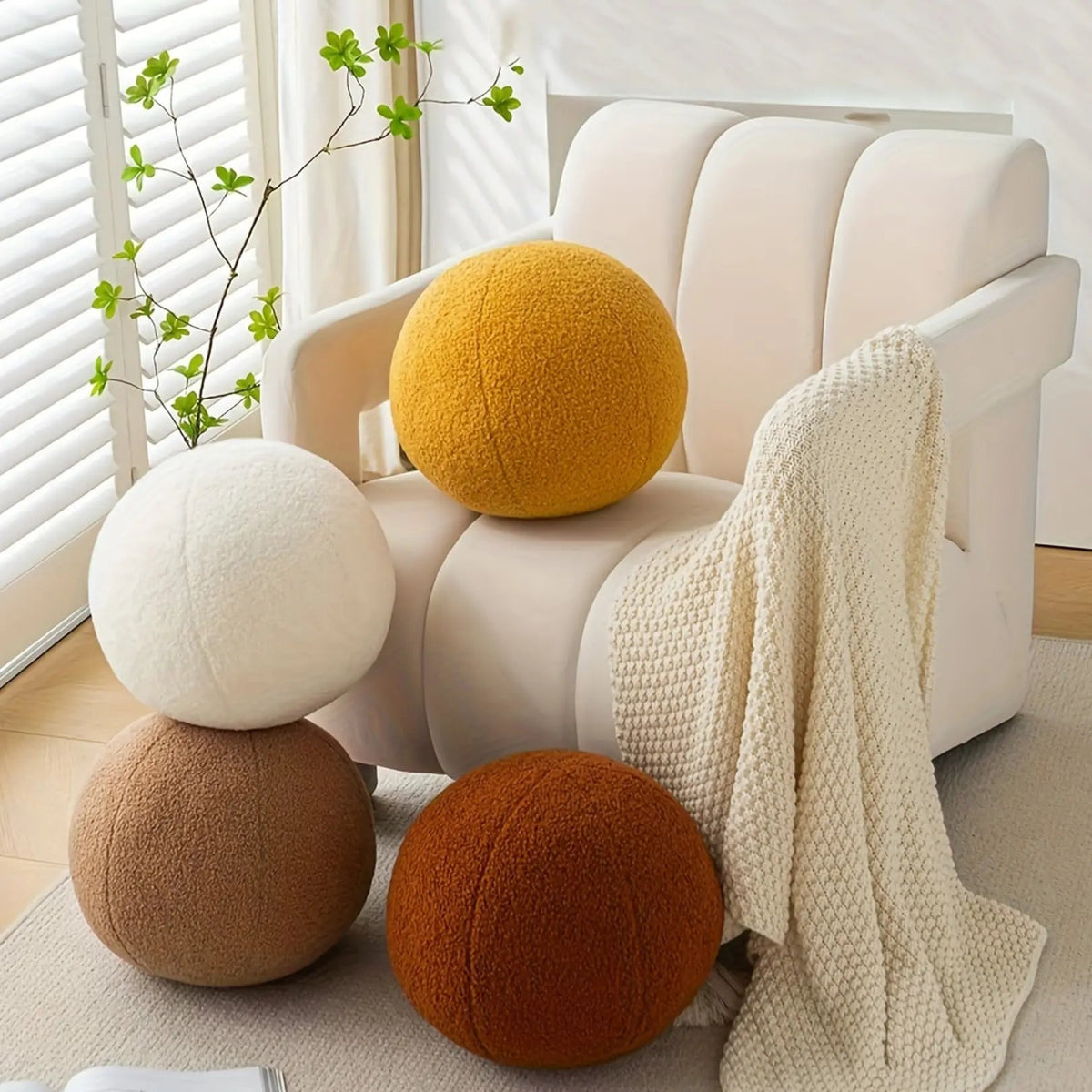 Round ball cushions in four colours