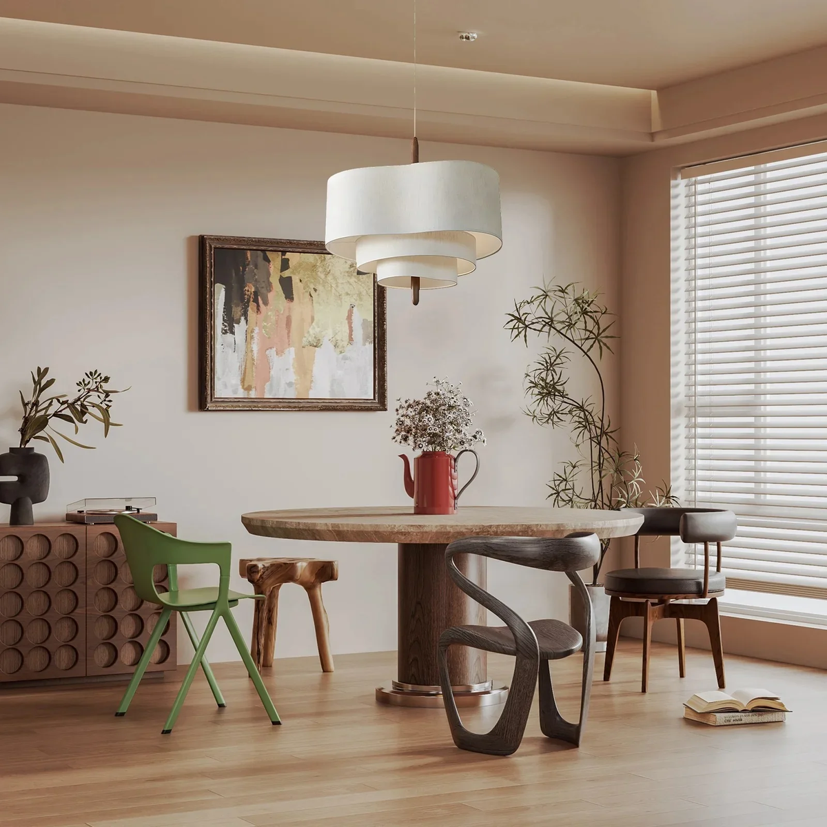 Fabric drum chandelier product view