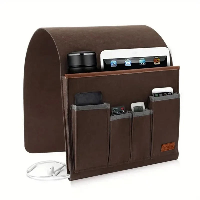 Brown felt armrest caddy