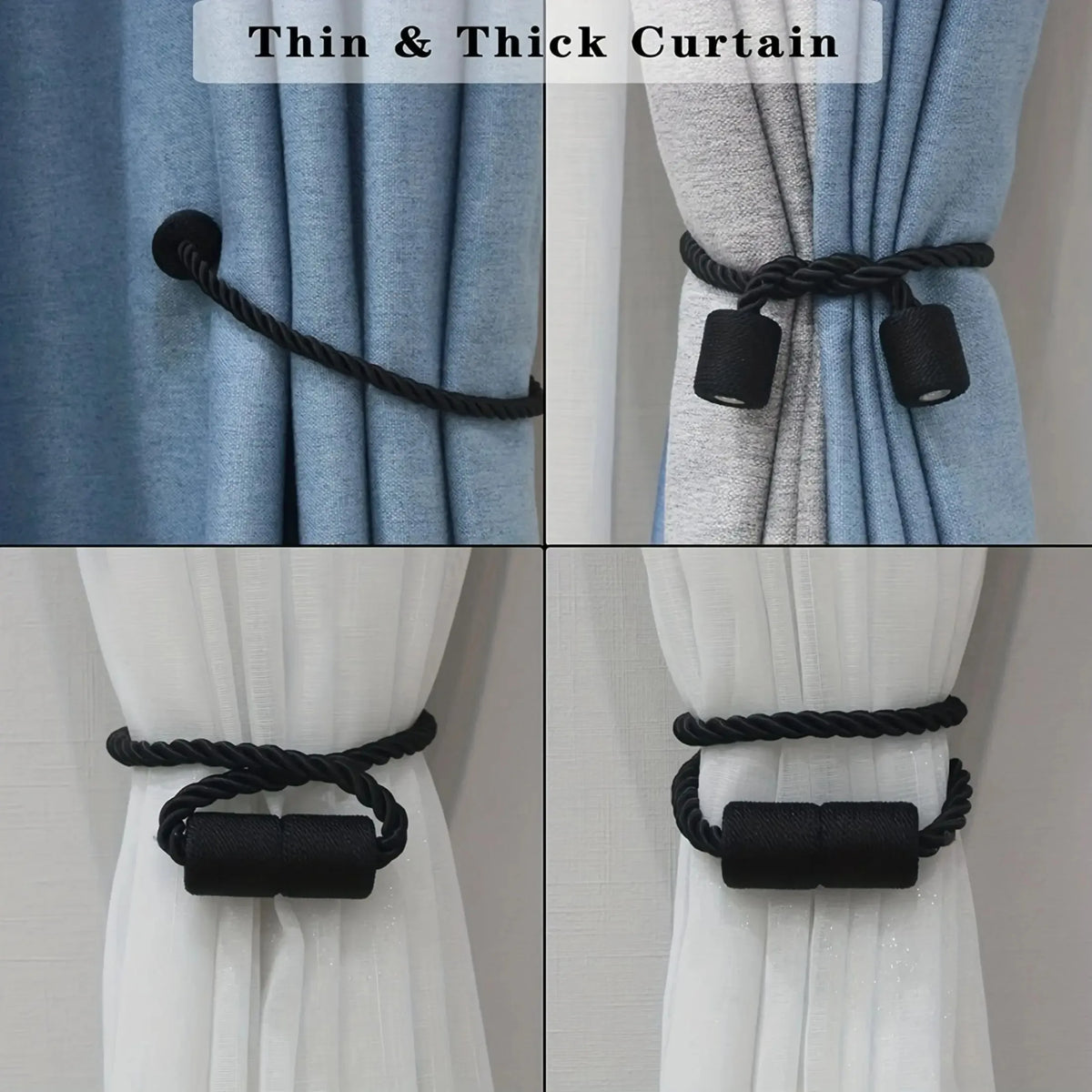 Magnetic tieback holding curtain open