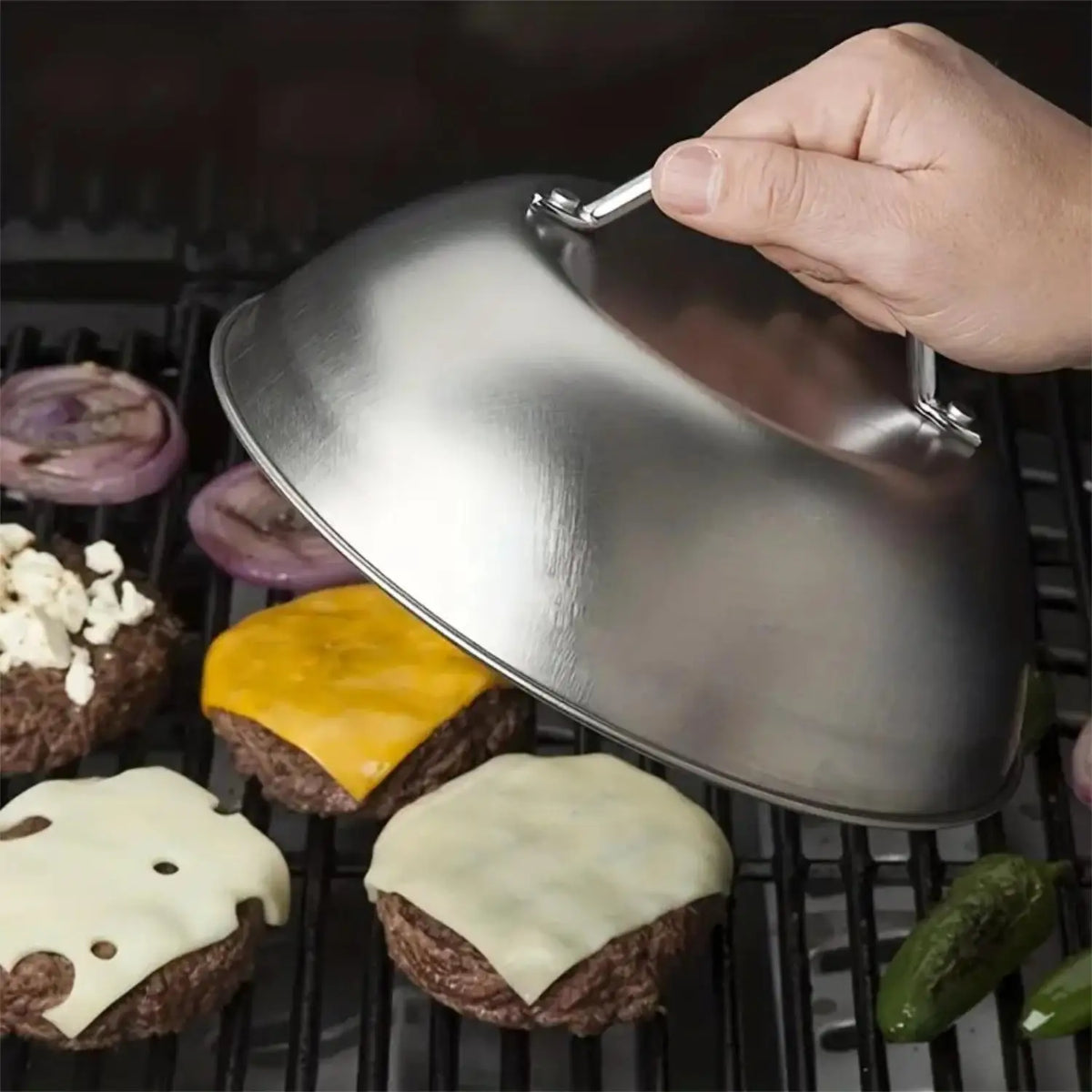 Griddle dome cover with handle