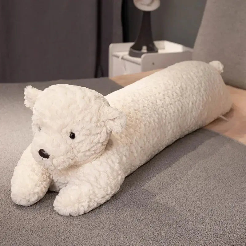 White dog plush body pillow