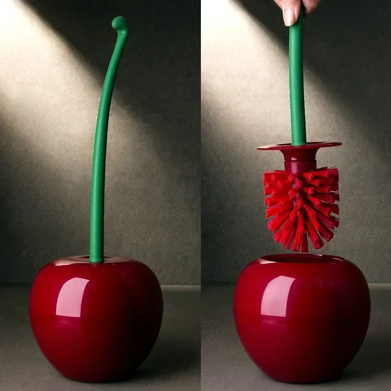 Wine red cherry-shaped toilet brush holder