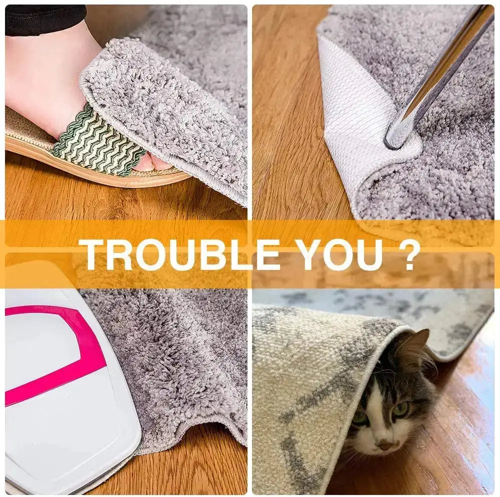 Rug gripper pad under a rug corner
