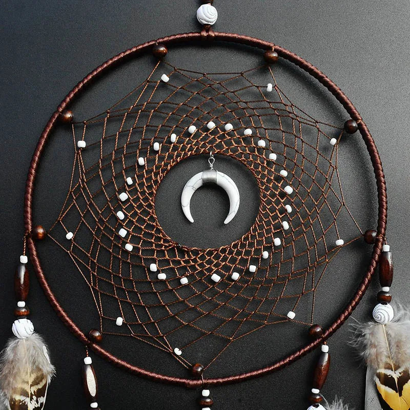 Brown feather dream catcher full view