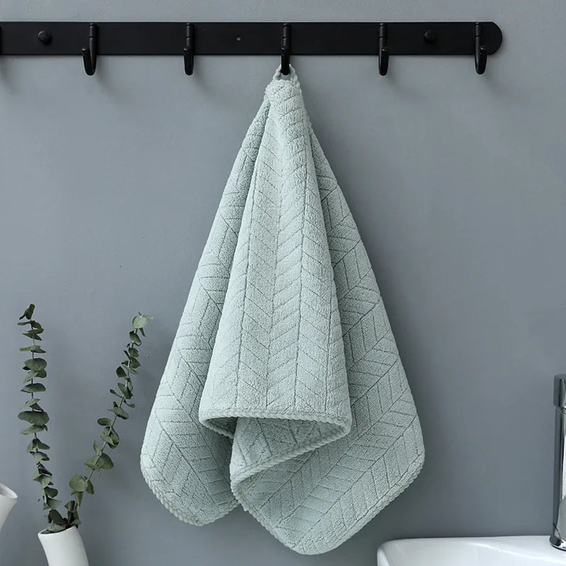 Green coral velvet hand towel