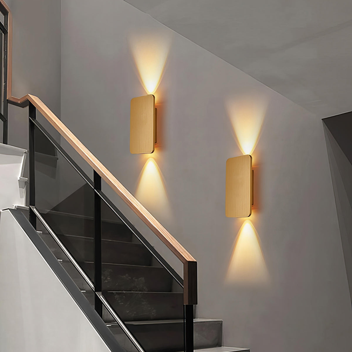 Gold rectangular LED wall light