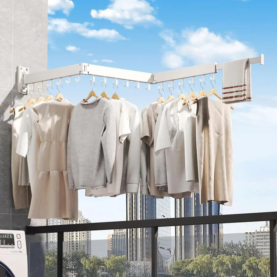 Retractable aluminium laundry hanger on wall