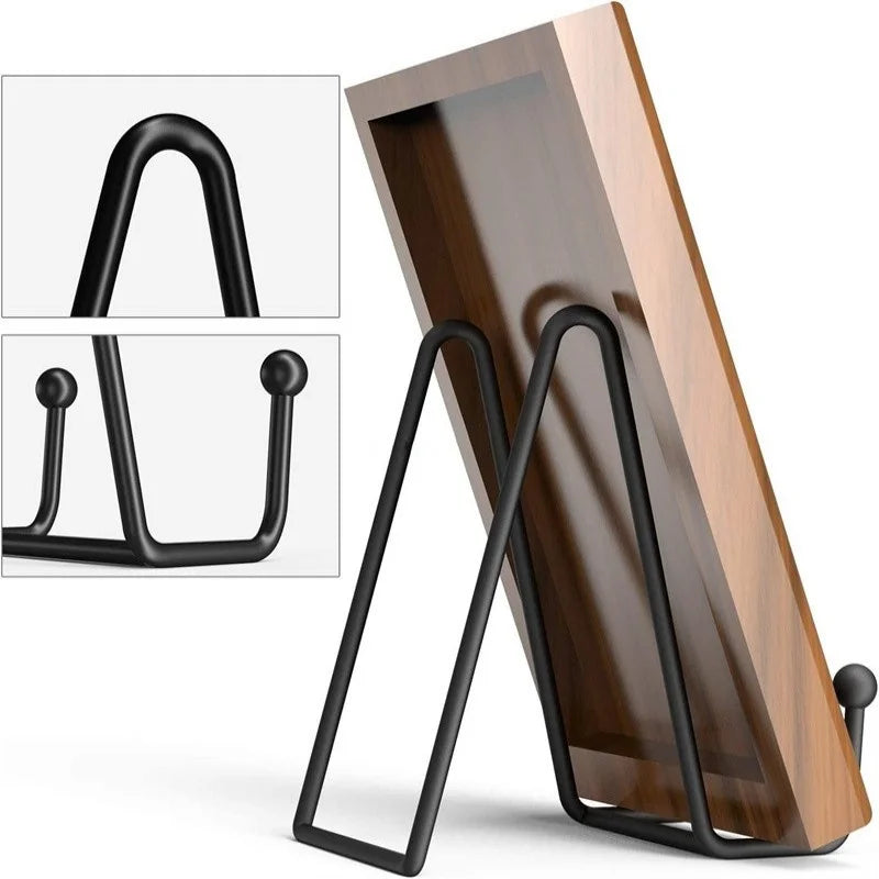 Iron stand side view showing angled easel shape