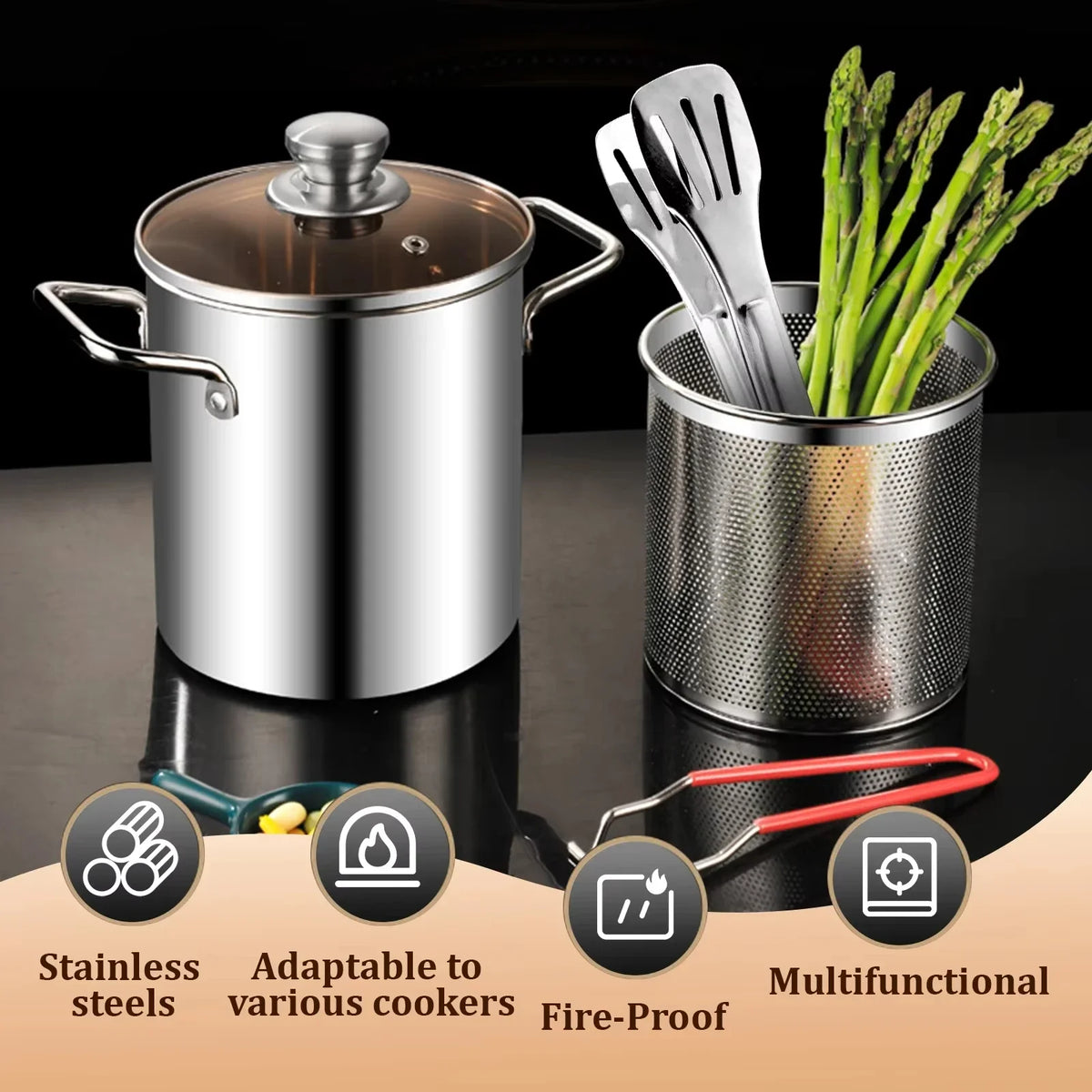 Deep fryer pot on the hob