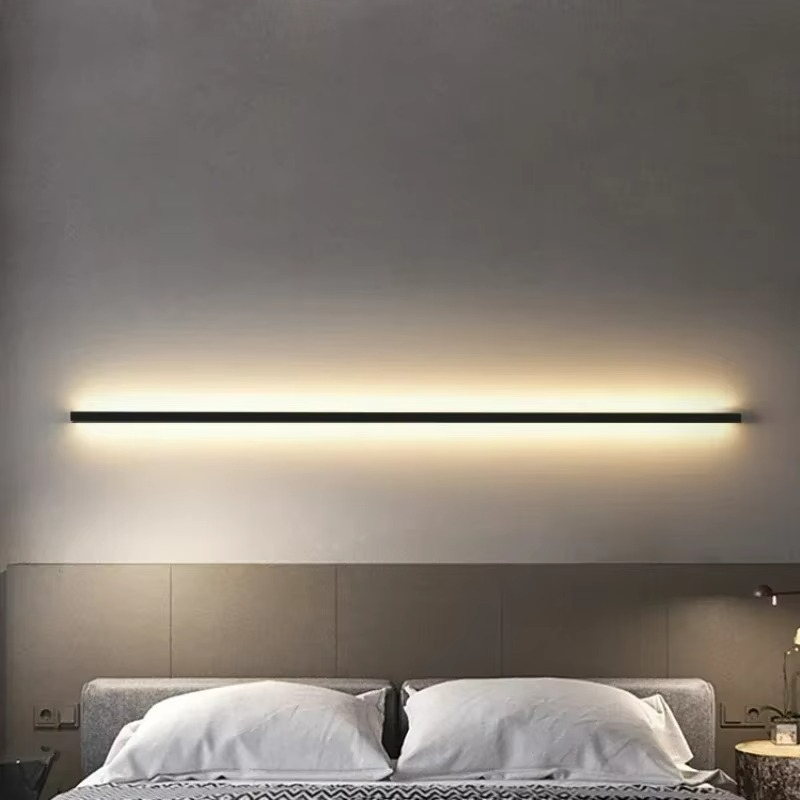 Slim black aluminium LED wall light