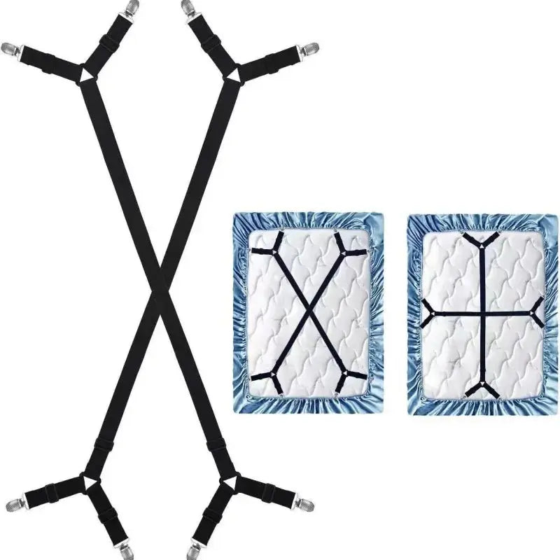 Black bed sheet straps