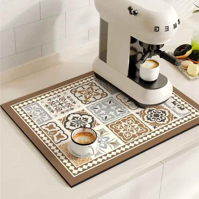 Brown retro coffee bar mat