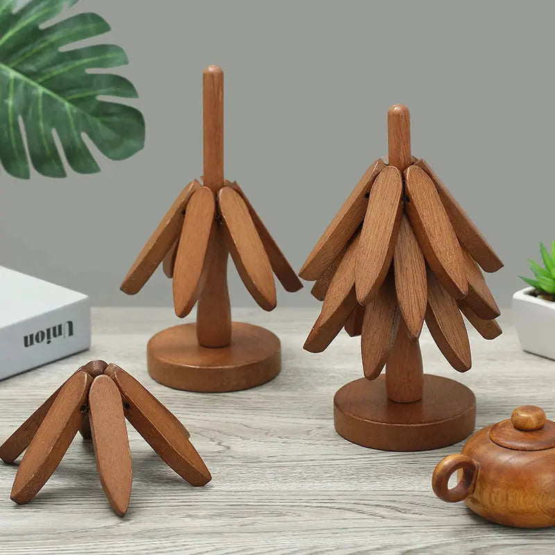Solid wood trivet finish close-up