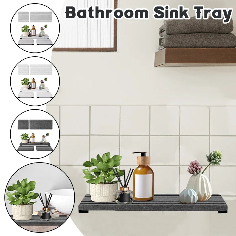 Stone sink tray with soap and sponge
