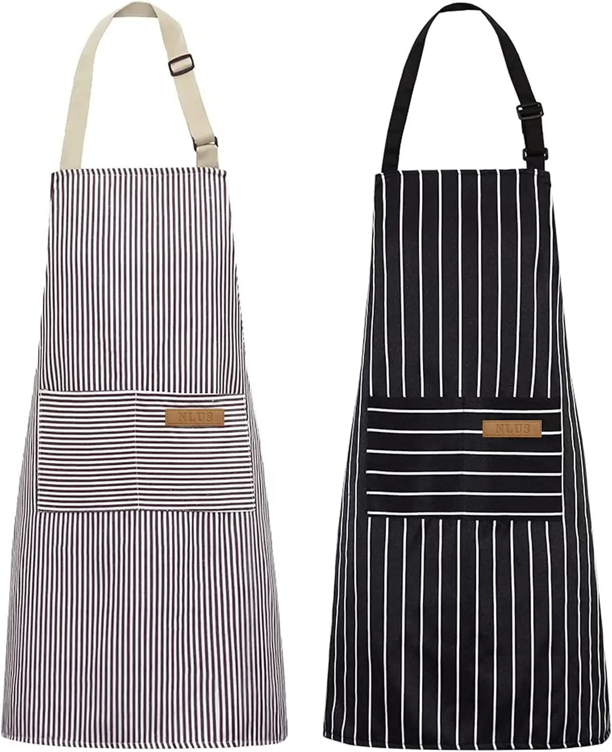 Striped kitchen apron set of 2