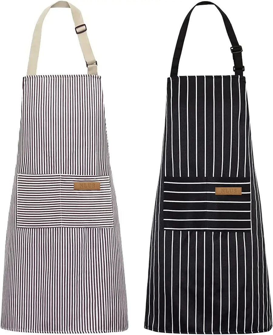 Striped kitchen apron set of 2