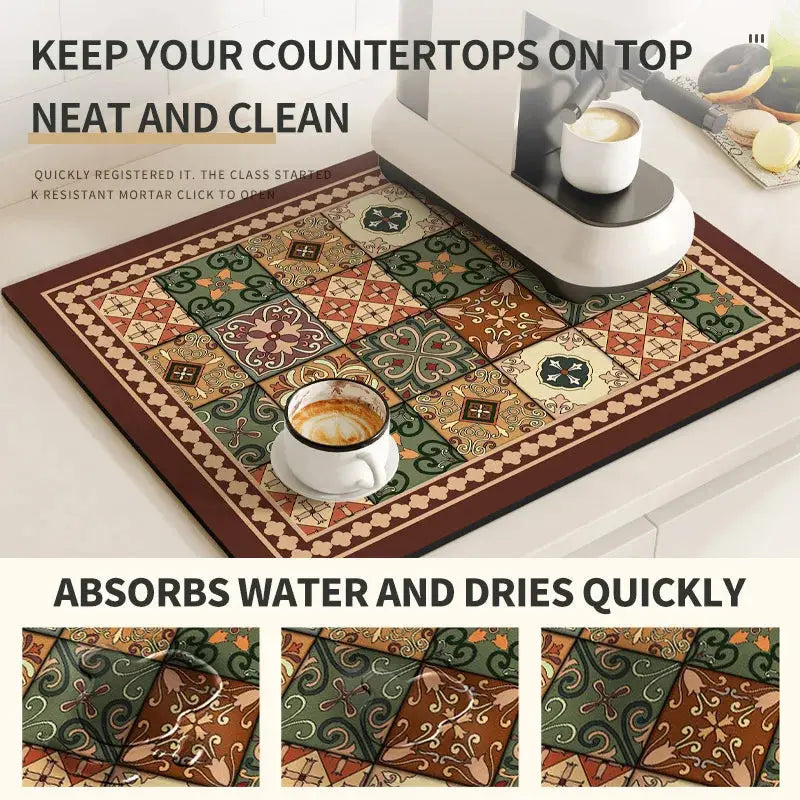 Absorbent coffee mat soaking up spills