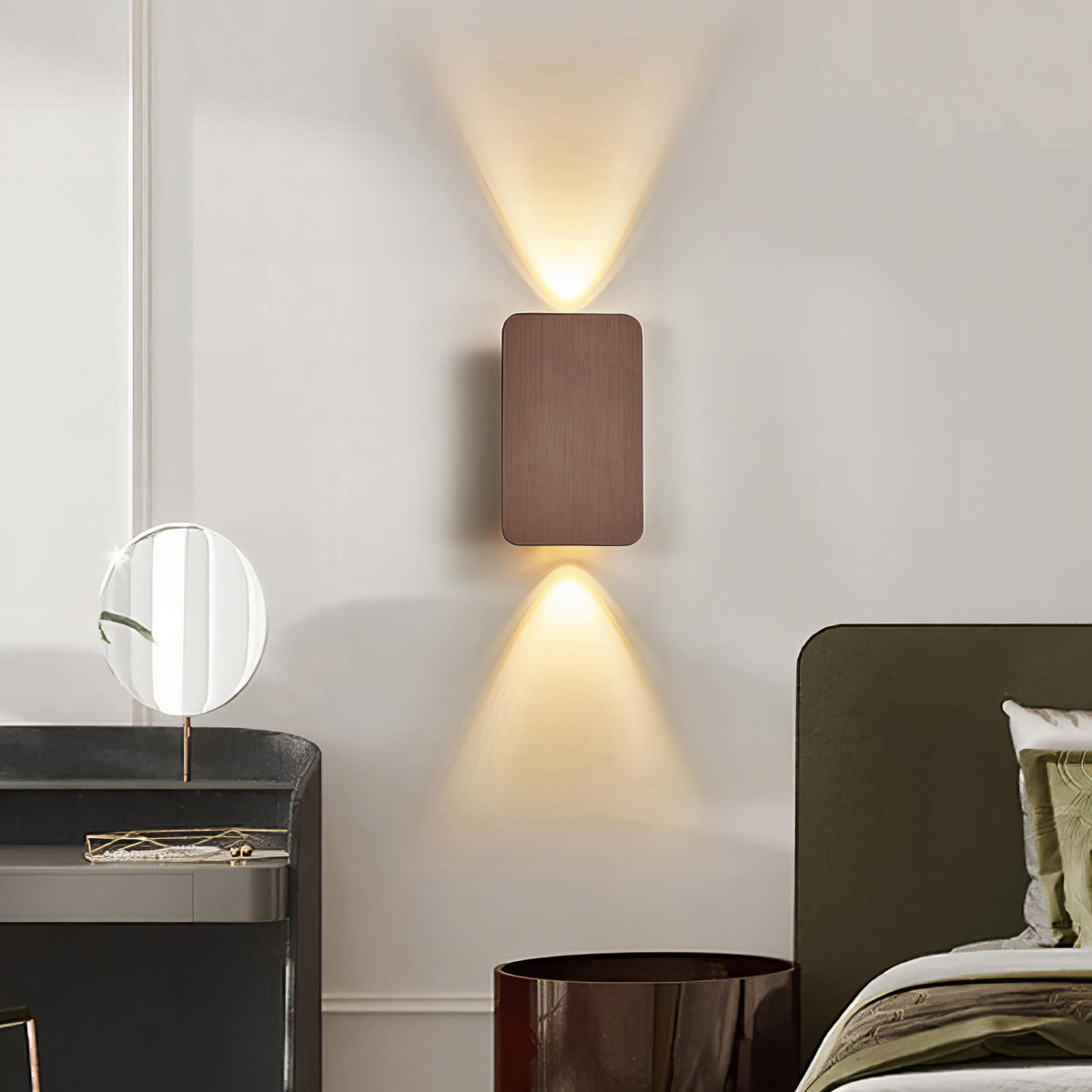 Brown rectangular LED wall light