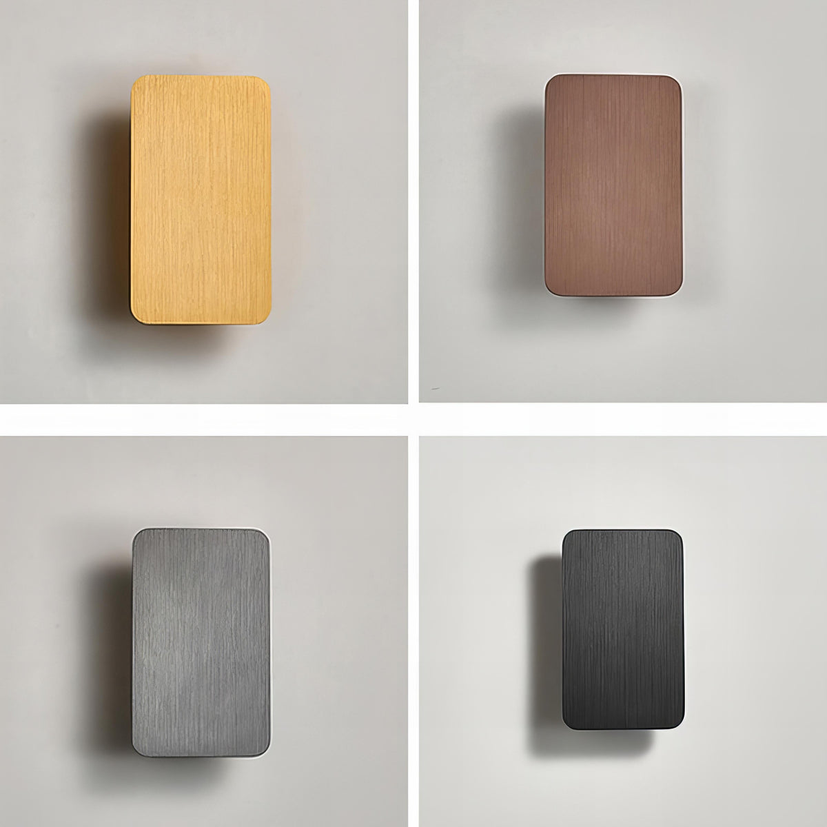 Rectangular LED wall light finishes